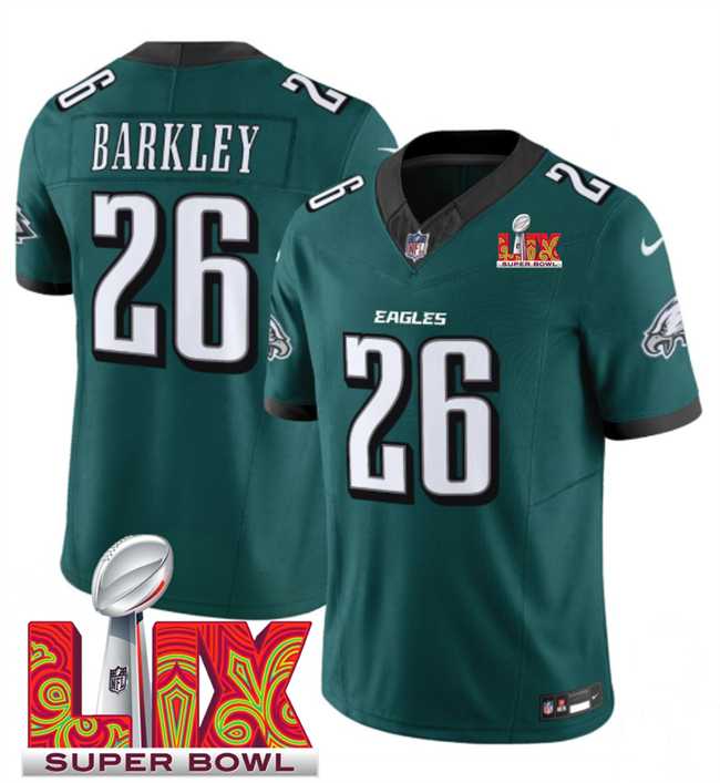 Men & Women & Youth Philadelphia Eagles #26 Saquon Barkley Green 2025 Super Bowl LIX Patch New F.U.S.E. Vapor Untouchable Limited Stitched Jersey